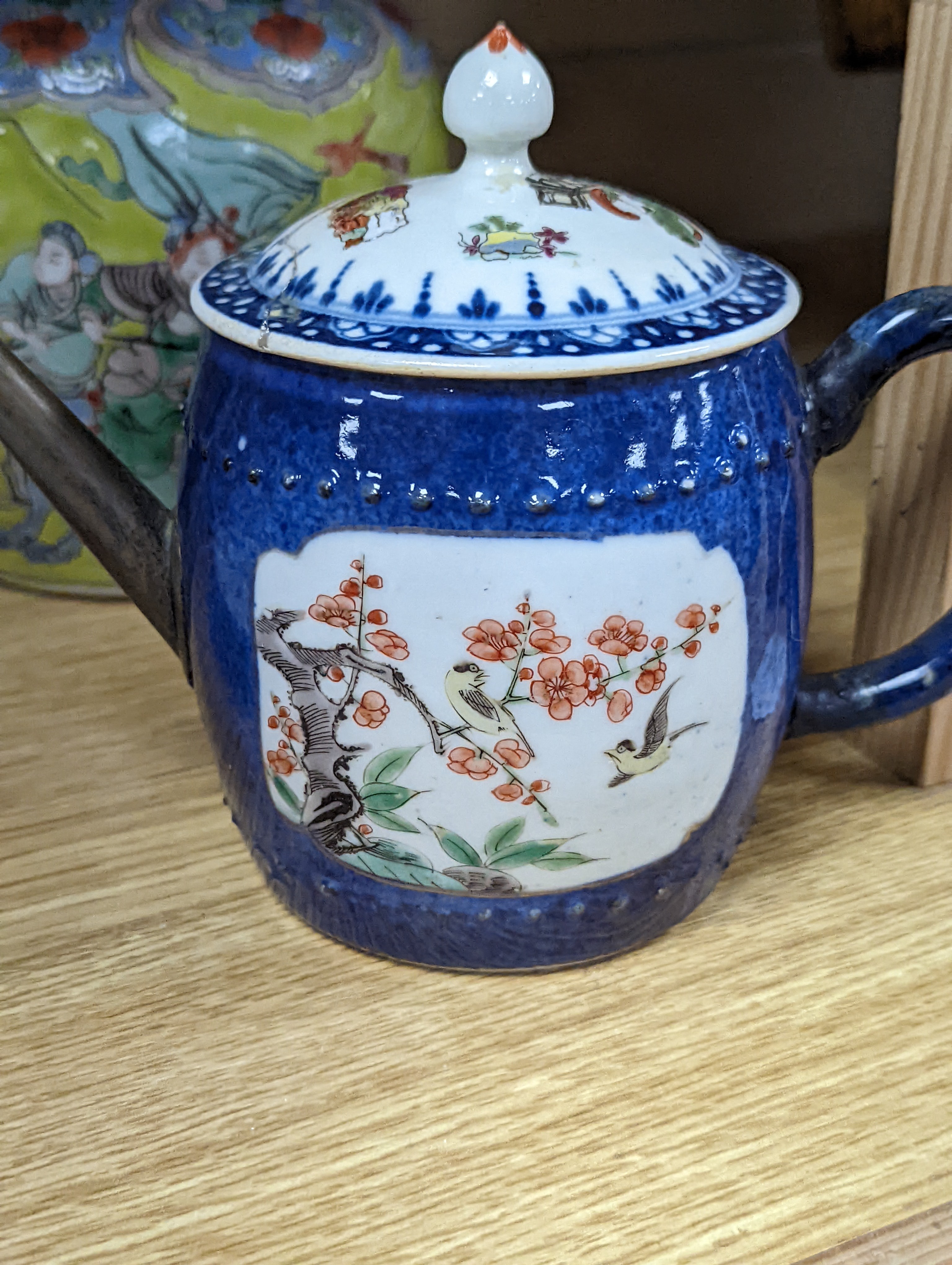 A collection of 19th and 20th century Chinese ceramics, tallest item jar and cover 15 cms high.